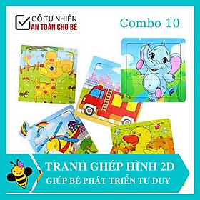 Đồ chơi xếp hình Từ 250K COMBO 10 tranh ghép hình thông minh 9 mảnh cho bé trai, bé gái