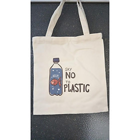 (Freeship từ 50k)Túi tote "SAY NO TO PLASTIC" chất Canvas Unisex