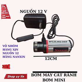 Máy bơm nước 12v vỏ nhôm xịn xò kèm dây nguồn cho máy cắt rãnh tường, bể cá...  -bơm mini