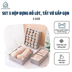 Set 3 Hộp Đựng Đồ Lót Túi Đựng Đồ Lót, Tất Vớ, Đựng Đồ Đa năng Gấp Gọn Đa Năng - Hàng Loại 1 - Chính Hãng MINIIN