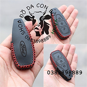 Bao da chìa khoá dành cho xe Ford Ecosport 2014-2017, Fiesta, Focus handmade da thật 004