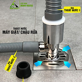 Bộ thoát nước máy giặt, nước thải, chống mùi hôi, ngăn côn trùng lắp thoát sàn, chia 2 khe đứng ngang, Minh House