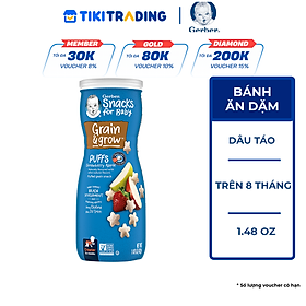 Thực Phẩm Bổ Sung Bánh Ăn Dặm Gerber Puffs vị Dâu Táo 42g dành cho trẻ trên 8 tháng tuổi