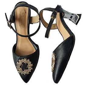 Giày Sandal Cao Gót Da Bò BIGGBEN Cao 5 Phân SDCG142
