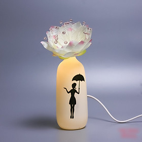 Mua Đèn bàn cô gái đội sen Gốm Sứ Bát Tràng trang trí nội thất