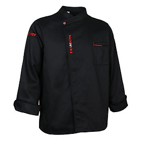 Fashion Unisex Chef Coat Kitchen Uniform Long Sleeves Jacket - L