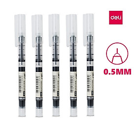 Combo 5 cây bút bi nước bút gel - bút lông kim - viết thư pháp - Ống bút liền mực 0.5mm Deli - S856