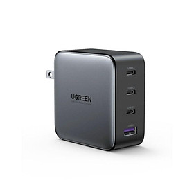 Sạc điện thoại USB 4 cổng 100W Ugreen 40737 GaN màu đen 3C + 1A sạc siêu nhanh 4 chân cắm dẹp CD226 - HÀNG CHÍNH HÃNG