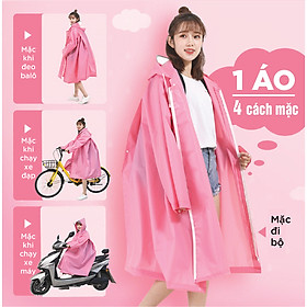 Mua ÁO MƯA EVA LOẠI TỐT_MÀU HỒNG - XUẤT NHẬT/ HÀN/ CHÂU ÂU / ÁO MƯA MĂNG TÔ/ ÁO MƯA BÍT - NAM & NỮ đều dùng được
