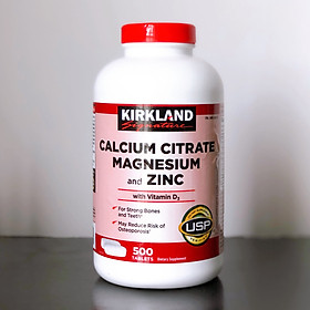 Thực Phẩm Chức Năng Hỗ Trợ Xương Khớp Kirkland Calcium Citrate Magnesium and Zinc With Vitamin D3 Hộp 500 viên - Kirkland Nhập Mỹ