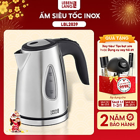 Ấm siêu tốc mini Lebenlang LBL2839, công suất 1630W, dung tích 1L, inox 304, thiết kế nhỏ gọn tiện lợi, bảo hành 2 năm - hàng chính hãng