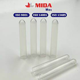 Ống nghiệm nhựa không nắp MidaMec 16x100 PP không nắp đóng gói 250