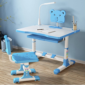 Mua Bộ bàn học cho bé chống cận chống gù SA6 ngồi học thông minh chỉnh được độ cao có giá đỡ sách và ngăn kéo và đèn