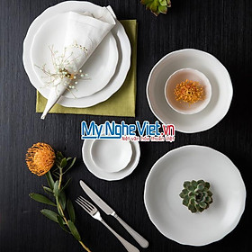 Bộ đồ ăn 14 SP mẫu đơn trắng ngà MNV341428000