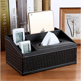 Mua Hộp khăn giấy da có 3 ngăn tiện dụng