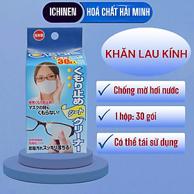 Khăn lau kính chống mờ hơi nước hộp 30 miếng Ichinen Nhật Bản