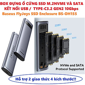 Mua Box đựng ổ cứng SSD M.2NVMe và SATA kết nối USB / Type-C Gen2 10Gbps Baseus FlyJoy Enclosure BS-OH155 _ hàng chính hãng