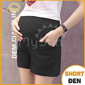 Quần short đùi lưng thun ống rộng dành cho bà bầu mặc mát mùa hè MySun