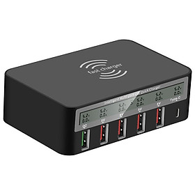 5 Port USB Charging station with Qi wireless and USB C Charging, Deck compatible