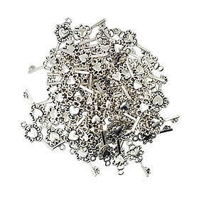 50 Pieces Antique Silver Vintage Love Keys Charms DIY Handmade Craft Accessories Necklace Pendants Jewelry Making Supplies for Wedding Decoration Birthday Party Home