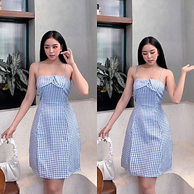 Mua Đầm caro xanh 2 dây nơ ngực | Tiki