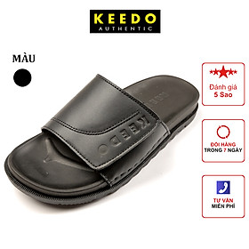 Dép Quai Ngang Nam Dán Xé Cao Cấp Da Bò Thật KEEDO-KD5515 Full box - Đen - 38