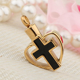 Enamel Stainless Steel Cross Crucifix Love Heart Pendant Keepsake Religious Charms for Necklace Keyring