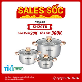 Bộ Nồi 5 Đáy Cao Cấp Núm Vàng Sunhouse SH781
