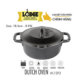 Mua  Chính hãng LOGDE - MỸ  Nồi gang Lodge 18.5cm - L1SP3 - dung tích 0.95 lít. Dùng kho cá  nướng gà  nướng bánh  cơm  canh