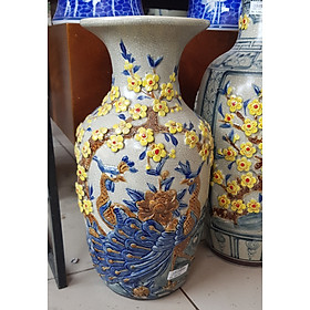 Mua Bình hoa men rạn đắp hoa nổi thủ công - Gốm sứ Bát tràng Cao Cấp