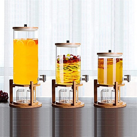Mua  Tặng Kèm 4 Cốc  Bình thủy tinh đựng  rượu   nước hoa quả chịu nhiệt 400 độ có vòi kèm kệ gỗ để được cốc sang trọng