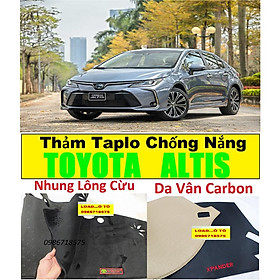 Thảm Taplo Chống Nắng Xe Toyota Altis 2023-2016 Mẫu Da Carbon, Nhung Cao Cấp