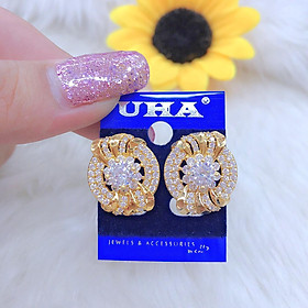 Bông tai nữ xi dát vàng 18k cao cấp EKH 512