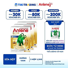 [Chỉ 15.07 QT Đơn 999K] Combo 3 Sữa Bột Anlene Gold Hương Vanilla (Hộp giấy 1200g) - Bao bì mới - Tặng ấm đun Điện Quang hoặc Máy xay thịt