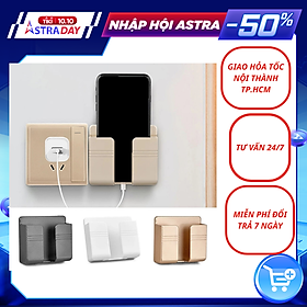 Khay đựng remote  - điện thoại dán tường có khe luồn sạc nhỏ gọn tiện lợi  ( Giao màu ngẫu nhiên ) - Hàng chính hãng 