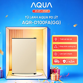 [SẢN PHẨM MỚI 2025] Tủ lạnh Aqua 90 lít AQR-D100FA(GG) - Màu be - Freeship toàn quốc - Có hỗ trợ đổi sang hồng - Hàng chính hãng