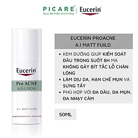 Hình ảnh Kem Dưỡng Ẩm, Kiểm Soát Nhờn, Ngừa Mụn Eucerin Matt Fluid (50ml)