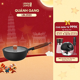Mua Nồi gang chống dính đa năng Lebenlang LBL2523  size 20  2L  nắp kính tay cầm gỗ dùng mọi loại bếp - hàng chính hãng
