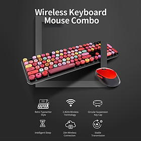 Bàn phím và chuột màu hỗn hợp trò chơi 2.4Ghz không dây Vintage Universal Bàn phím và bàn chơi game dành cho nữ