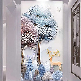 Tranh dán tường 3d ép kim sa có sẵn keo dưới tán cây SN61