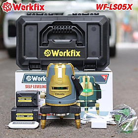 Mua Có Remote + Xoay 360 Độ  Máy Cân Bằng Laser 5 Tia Xanh Workfix WF-LS05X - 2 Pin 3000mAh  6000mAh - Đèn Led Siêu Sáng - Bảo Hành 6 Tháng