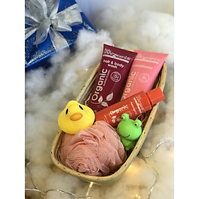 Set quà tặng Tắm Vui Tóc Mượt Little Innoscents (Organic Massage Oil; Cherry Coconut Conditioner & Hair & Body Wash