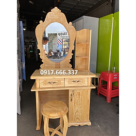 Mua Bàn trang điểm kính tròn gỗ thông cao cấp - Bàn ngang 80cm cao 1m5