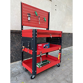 Mua Xe đẩy đa năng 3 ngăn 1 hộc kéo vách lưới màu đỏ