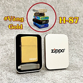 Bật lửa hột quẹt vàng gold trơn bóng có mộc đáy sang trọng