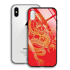 Ốp Lưng Họa Tiết Mạ Màu Vàng Ánh Kim cho điện thoại Iphone X / XS - 03005 8006 DRAGON14 - Rồng dũng mãnh - Hàng Chính Hãng