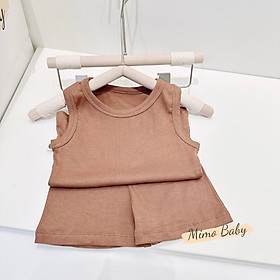 Bộ quần áo ba lỗ tăm lạnh màu trơn mùa hè cho bé QA79 Mimo Baby