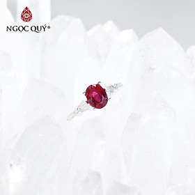 Nhẫn bạc nữ đá Ruby mệnh hỏa, thổ - Ngọc Quý Gemstones