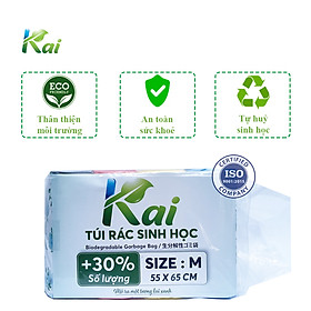 Túi rác tự phân huỷ sinh học KAI, lô 4 cuộn 4 màu, size L: 64x78cm, bền dai, thân thiện môi trường và an toàn cho sức khoẻ, tiết kiệm hơn 30