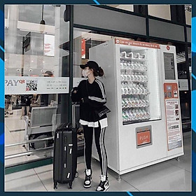 Bộ Thể Thao Nữ Áo Phối Vạt Sơ Mi Quần Legging 3 Sọc 103